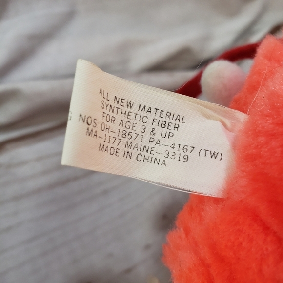 Vintage Neon Orange Mouse Pointing Flipping Bird Plush Stuffed Toy 6 Inch - Picture 8 of 9